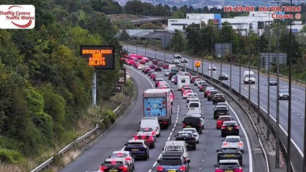 M4 gridlock as Arsenal and Man City fans get out of Wales – live updates