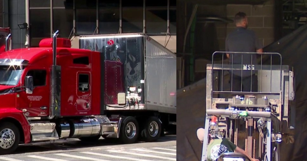 Unmarked trucks, forklifts spotted outside MSG ahead of rumored Swift-Kelce wedding