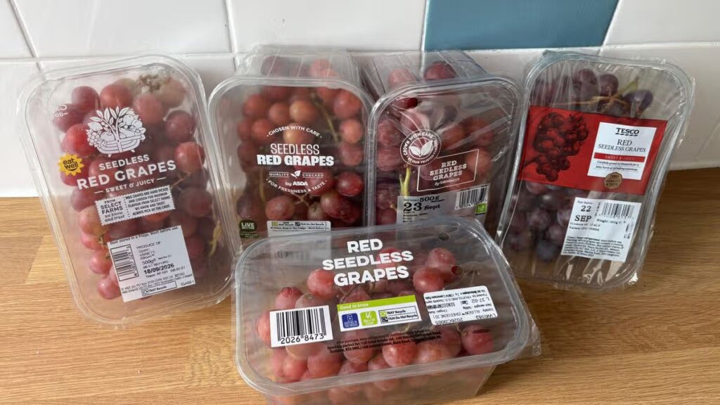 I tried grapes from Lidl, M&S, Tesco, Asda and Sainsbury’s – winner was less than £2