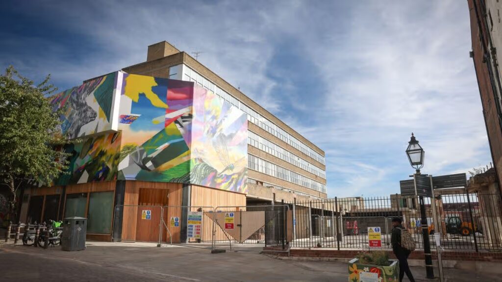 Vibrant food courtyard at abandoned Broadmarsh Shopping Centre entrance takes shape