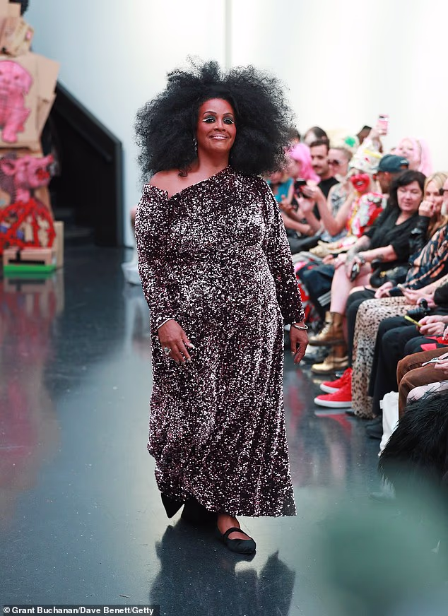 Alison Hammond, 51, makes her London Fashion Week catwalk debut as she walks in Vin + Omi show with Prue Leith, 86, and Jo Wood, 71
