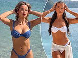 Love Island Australia star Yana Marks shows off the results of her recent boob job while on holiday in Greece