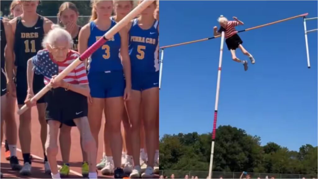 95-Year-Old Woman’s Incredible Pole Vault Leaves Internet In Disbelief