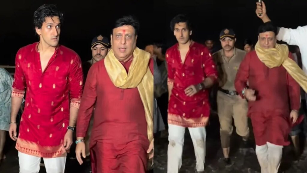 Govinda Joins Ganpati Visarjan Celebrations With Son Yashvardhan, Bids Goodbye To Bappa – Watch