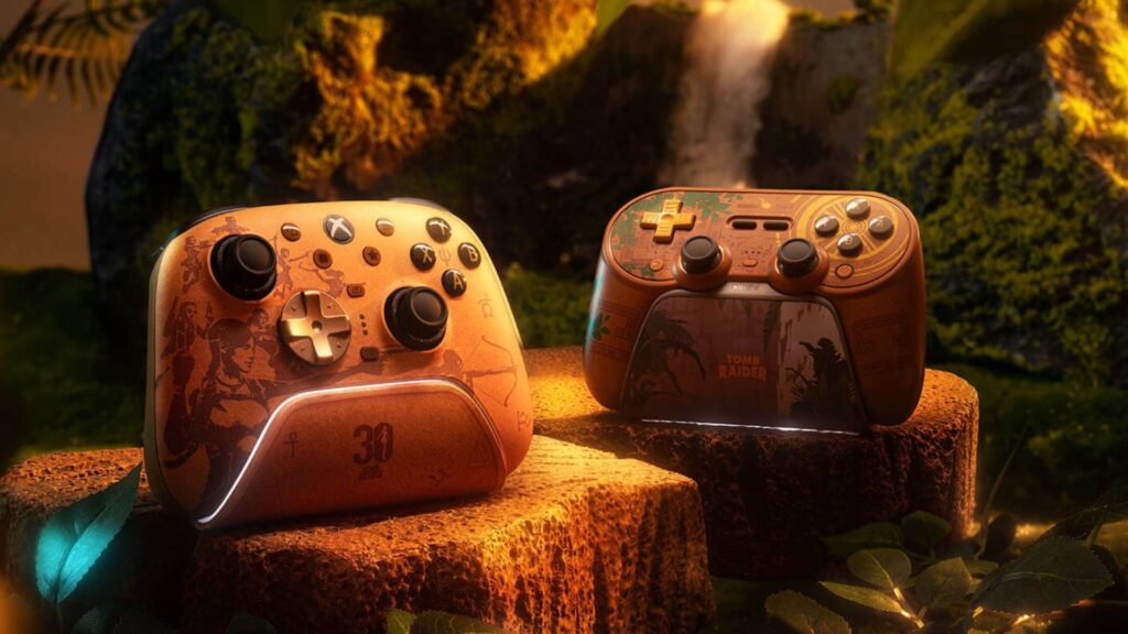 8BitDo celebrates Tomb Raider’s 30th anniversary by transforming its Ultimate 3 and Pro 3 controllers into stunning gaming artifacts