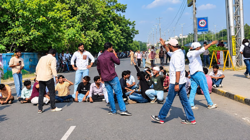 Holkar College Clash Row Escalates In Indore, Karni Sena Blocks AB Road
