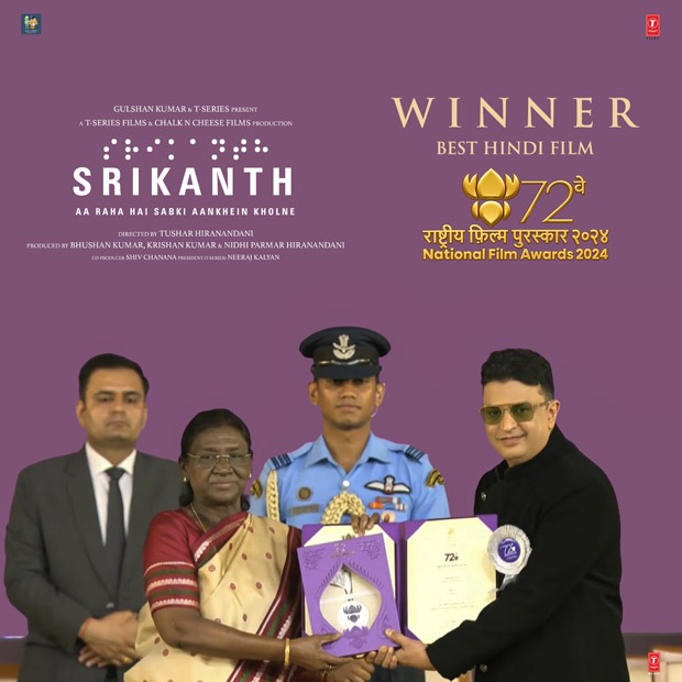 Srikanth honoured with National Film Award for Best Hindi Film; producer Bhushan Kumar receives prestigious honour from President Droupadi Murmu : Bollywood News
