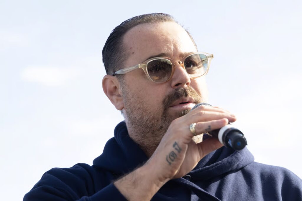 Danny Dyer, his daughter Dani and Becky Hill join stop the sewage protest