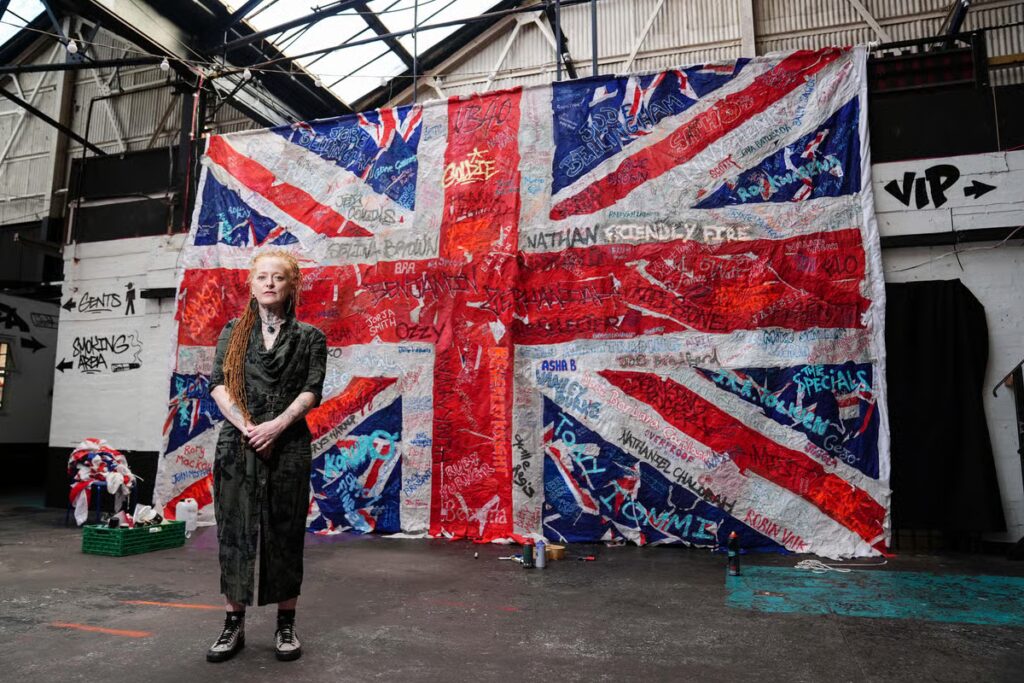 Artist creates ‘community’ Union flag from discarded lamppost protest banners