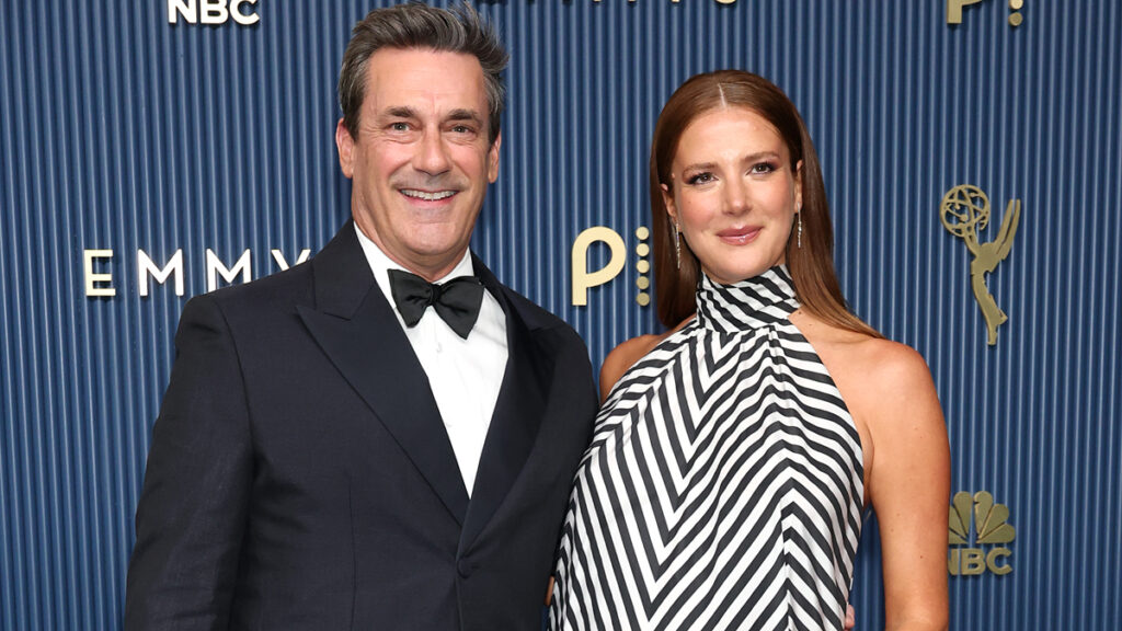 Jon Hamm’s Pregnant Wife Anna Osceola Debuts Baby Bump at Emmys 2026 | Just Jared