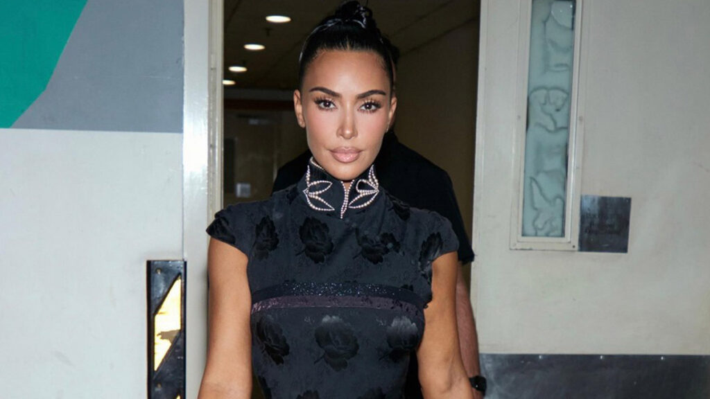 Kim Kardashian Wears Mandarin Collar Dior Dress During Trip to China | Just Jared