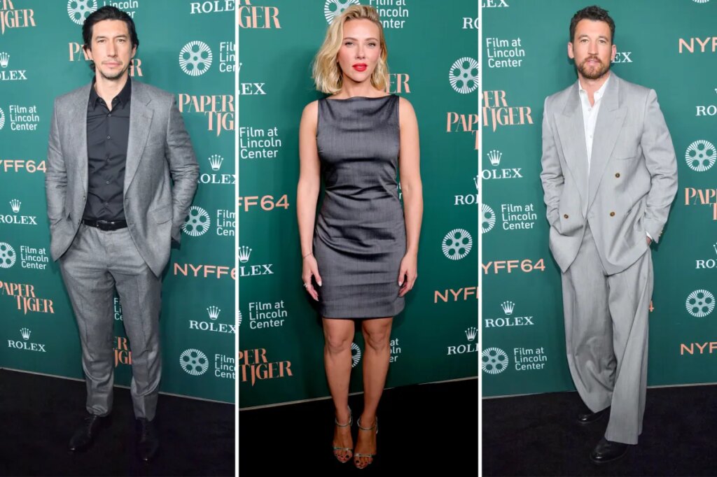 ‘Paper Tiger’ premiere red carpet at New York Film Festival 2026: Scarlett Johansson, Adam Driver, Miles Teller and more