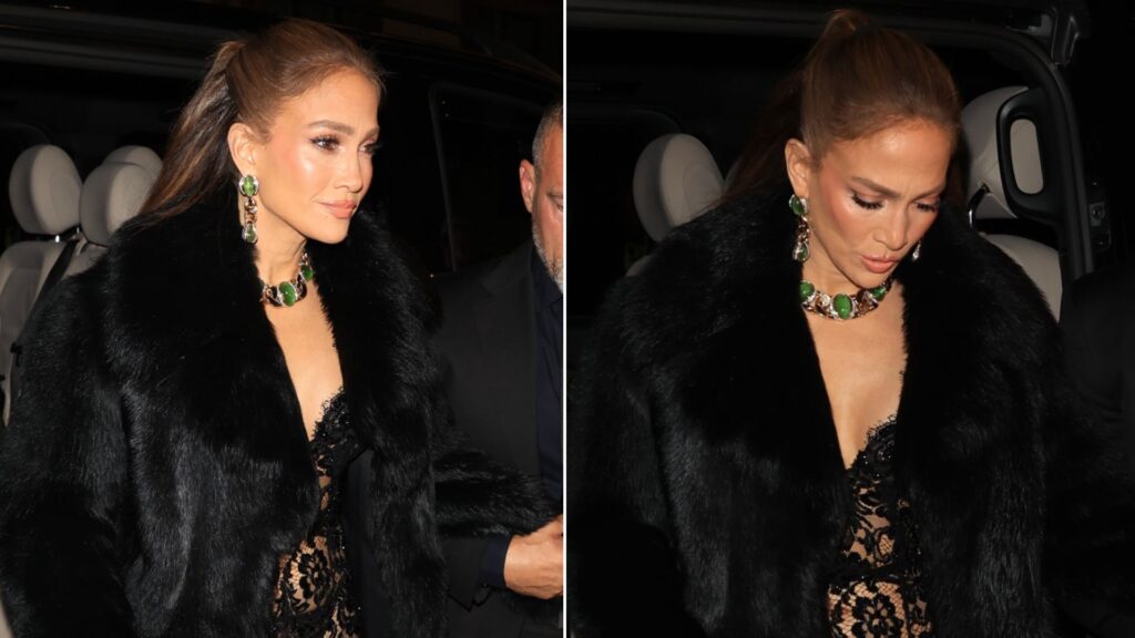 J.Lo Went to a Party in Her Underwear and a Naked Lace Dress
