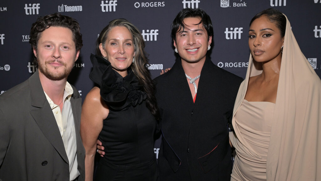 Hudson Williams Joins ‘Yaga’ Co-Stars Carrie-Anne Moss, Noah Reid & Clark Backo at TIFF Premiere | Just Jared