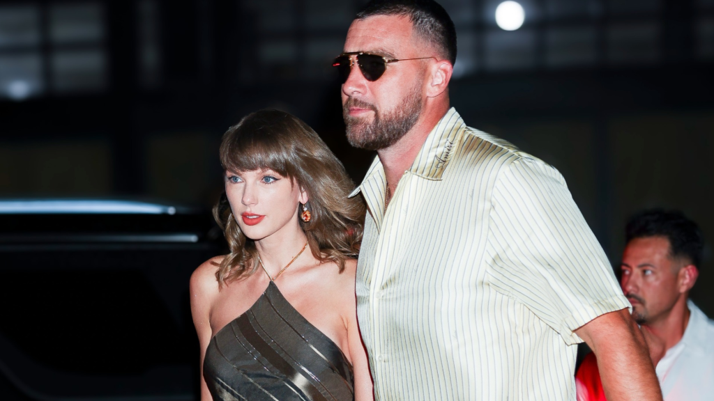 Taylor Swift & Travis Kelce Coordinate Stripes on Date Night