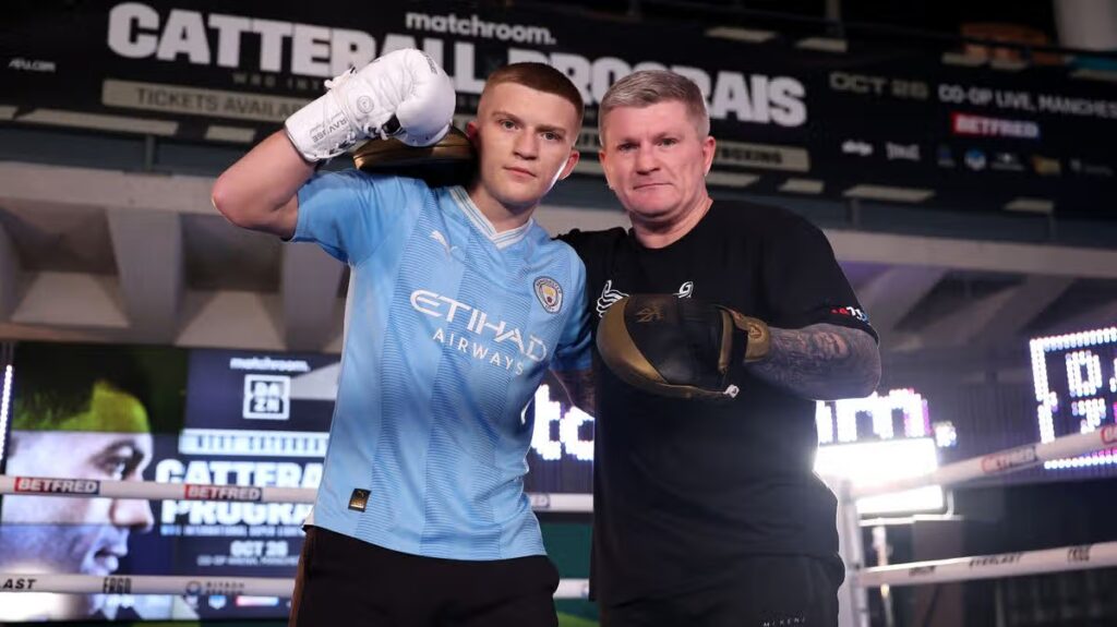 Ricky Hatton’s son says ‘he’s looking down on us’ as he announces Manchester football match in honour of boxing legend