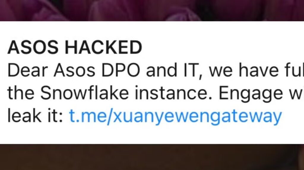 ASOS hacked as customers sent threatening message