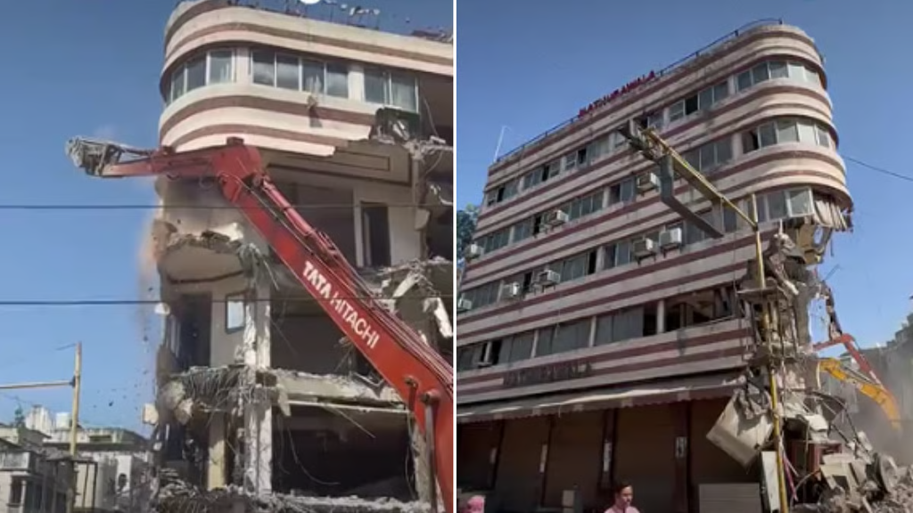 Indore Municipal Corporation Demolishes Portions Of Buildings For Chhawni Road Widening
