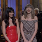 Taylor Swift makes surprise Saturday Night Live cameo as Dakota Johnson jokes about break-ups