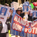 Culver City protesters demand Sony, Amazon help defend democracy