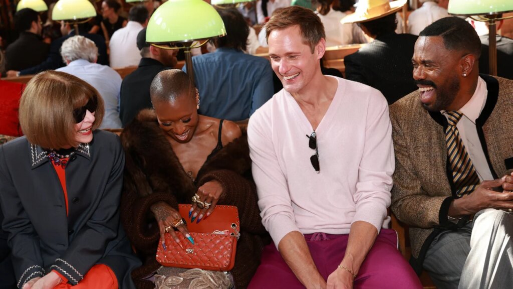 Cynthia Erivo, Alexander Skarsgard & Colman Domingo Share a Laugh with Anna Wintour at Valentino Fashion Show